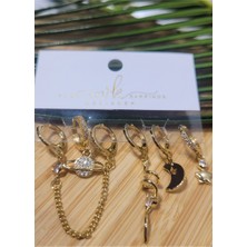 Monalisa Home  Çoklu Lüks Figürlü Gösterişli 6 Lı  Kararmaz Küpe