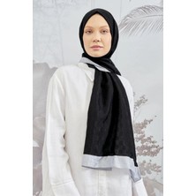 Armanda Dama Monogram Desenli Şal 3041-SIYAH Gri