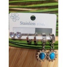 Monalisa Home  Çoklu Lüks Figürlü Gösterişli 6 Lı  Kararmaz  Çelik Küpe