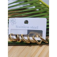 Monalisa Home  Çoklu Lüks Figürlü Gösterişli 6 Lı  Kararmaz  Çelik Küpe