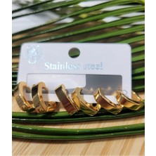 Monalisa Home  Çoklu Lüks Figürlü Gösterişli 6 Lı  Kararmaz  Çelik Küpe