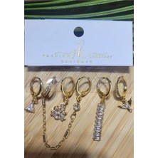 Monalisa Home  Çoklu Lüks Figürlü Gösterişli 6 Lı  Kararmaz Küpe