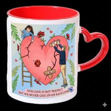 Sevgililer Günü Özel Porselen Kupa | Romantik Sevgiliye Hediye Kupası (Kalpli)