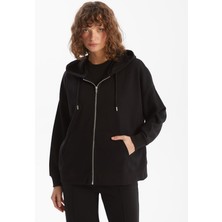 Lc Waikiki Yeni Sezon Kapüşonlu Oversize Kadın Fermuarlı Sweatshirt