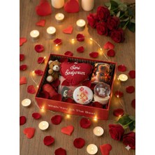 Mik Store Sevgililer Günü Hediyesi Wish You All The Best Konsept Hediye Kutusu - Işıklı Cam Küre, Kupa, Ayıcık ve Romantik Set