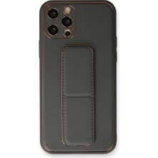 SHC4200 Iphone 12 Kılıf Coco Deri Standlı Kapak - Füme