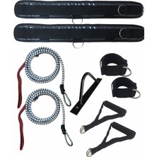 PremiumPort Çift Kişi Bağlamalı Antrenman Güç Lastiği Seti - 2 Kemer, 2 Lastik, Duvar Aparatı