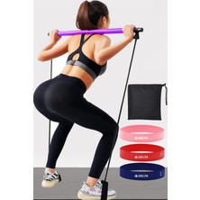 PremiumPort Çanta ile 3'lü Pilates ve Squat Egzersiz Seti, Bar ve Bantlar