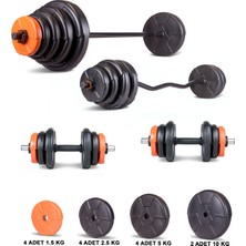 PremiumPort 59 kg Z Bar Halter ve Dambıl Seti Turuncu Siyah