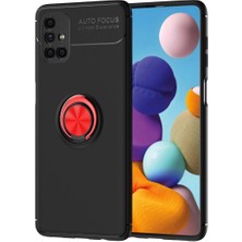 SHC4200 Galaxy M51 Kılıf Range Yüzüklü Silikon - Siyah-Kırmızı