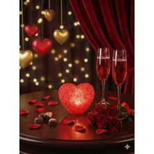 Mik Store Aşkın Işığı: Kırmızı Kristal Dokulu Romantik Kalp Lamba