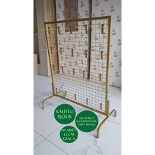 Md Vitrin Dekorasyon Ayaklı Tel Pano 80X100 cm Gold Renk 4x4 Sk Telli 20 Adet 15 cm Kanca Dahil