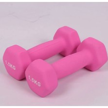PremiumPort 1,5kg Pembe Neopren Kaplama Demir Dambıl - Sağlam ve Şık Spor Aksesuarı