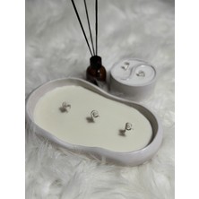 Lethe Studio Design 3’lü Dekoratif Soya Wax Mum Seti | Dalga Form Mum + Yin Yang Mum | 50 cc Bambu Oda Kokusu Seti