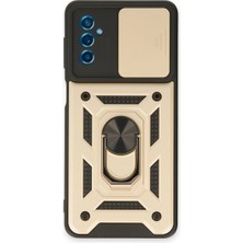 LTG Nova Galaxy M52 5g Kılıf Pars Lens Yüzüklü Silikon - Gold