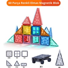 Magicway 1 Araba Parçalı Mıknatıslı Manyetik Yapı Blokları 60 Parça Mag-Na Tiles Eğitici Steam Oyun Seti