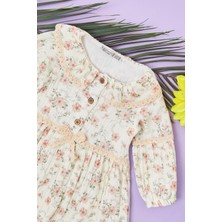 FullaModa %100 Pamuk Dantelli Bebe Yaka Kız Çocuk Elbise