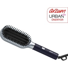 Arzum Saç Düzleştirici Fırça Seramik Plaka, Platin Gri, Kolay ve Hızlı Kullanım