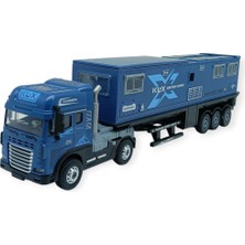 Novytech Metal Tır 1:24 - Sesli Işıklı Karavan Tır 39 cm - Lacivert (Lisinya)