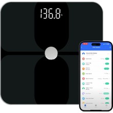 Feyza Design Akıllı Dijital Baskül, Vücut Kitle, Kas, Su, Yağ, Kemik Ölçer