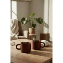 Heredot 2 Adet El Yapımı 260 ml Bordo Parlak Seramik Mug Çay Kahve Kupası MIT1304