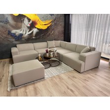 Erduran Mobilya Monza 5 Modül Artı Puf Zero 03 Leke Tutmaz Kumaş Köşe Koltuk Takımı