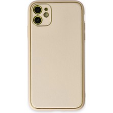Pazarcan Iphone 12 Kılıf Coco Deri Silikon Kapak - Gold