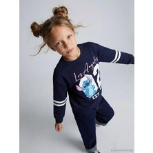 LC Waikiki Lcw Kids Lacivert Stitch Baskılı Kız Çocuk Sweatshirt
