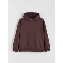 LC Waikiki Lcw Kids Mürdüm Kapüşonlu Kız Çocuk Kalın Sweatshirt