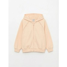 LC Waikiki Lcw Kids Bej Kapüşonlu Kız Çocuk Fermuarlı Sweatshirt