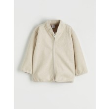 LC Waikiki Lcw Kids Bej Bisiklet Yaka Kız Çocuk Fermuarlı Sweatshirt