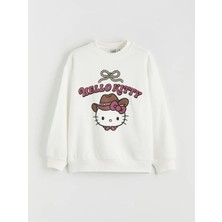 LC Waikiki Lcw Kids Ekru Hello Kitty Baskılı Kız Çocuk Kalın Sweatshirt