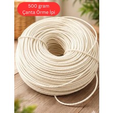 Mady Aksesuar Kraft Ip, 500 Gram Doğal Bükümlü Rafya Ip, Çanta Sepet Uyumlu, Naturel, Çanta Yapım Ipi, Kırık Beyaz