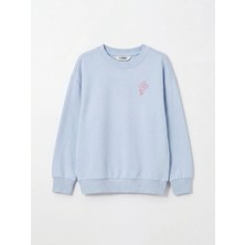 LC Waikiki Lcw Kids Mavi Çiçekli Kız Çocuk Sweatshirt