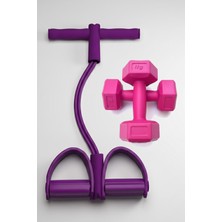 PremiumPort Çiftli Lastikli Egzersiz Seti, 1 kg Dambıl ve Kondisyon Küreğiyle Formda Kalın