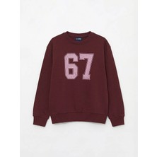 LC Waikiki Lcw Kids Mürdüm Bisiklet Yaka Baskılı Kız Çocuk Kalın Sweatshirt