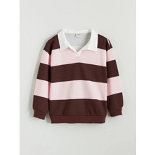 LC Waikiki Lcw Kids Mürdüm Polo Yaka Çizgili Kız Çocuk Sweatshirt