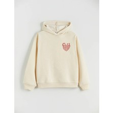 LC Waikiki Lcw Kids Bej Kapüşonlu Kız Çocuk Kalın Sweatshirt