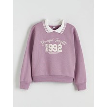 LC Waikiki Lcw Kids Lila Polo Yaka Kız Çocuk Kalın Sweatshirt