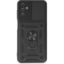 Pazarcan Galaxy A14 4g Kılıf Pars Lens Yüzüklü Silikon - Siyah