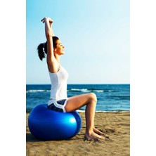 PremiumPort 65 cm Mavi Pilates Topu ve Şişirme Pompası Seti, Yoga ve Egzersiz Için