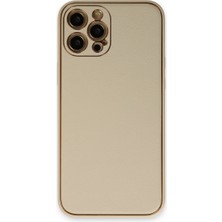 Pazarcan Iphone 12 Kılıf Coco Deri Silikon Kapak - Gold