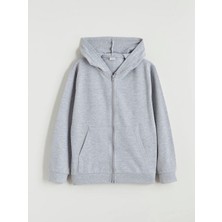 LC Waikiki Lcw Kids Gri Kapüşonlu Erkek Çocuk Fermuarlı Sweatshirt