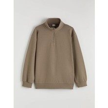 LC Waikiki Lcw Kids Kahverengi Dik Yaka Erkek Çocuk Sweatshirt