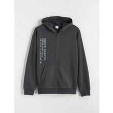 LC Waikiki Lcw Kids Antrasit Kapüşonlu Erkek Çocuk Fermuarlı Sweatshirt