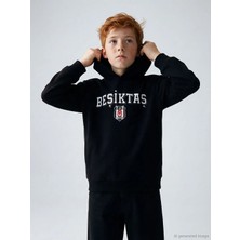 LC Waikiki Lcw Kids Siyah Kapüşonlu Beşiktaş Baskılı Erkek Çocuk Sweatshirt