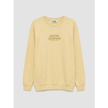 LC Waikiki Lcw Kids Sarı Bisiklet Yaka Baskılı Erkek Çocuk Sweatshirt