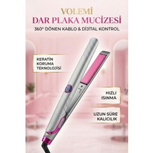 Feyza Design V-004 Dar Plakalı Saç Düzleştirici, Hızlı Isınma, Dijital LED Ekran