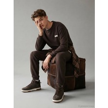 LC Waikiki Lcw Kids Kahverengi Bisiklet Yaka Erkek Çocuk Sweatshirt