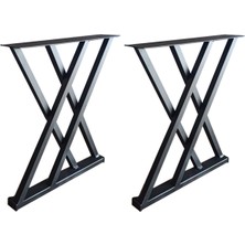 Telfence W Tipi Metal Demir Masa Ayağı 2’li – Alt Tablalı Siyah Elektrostatik Boyalı Çelik Masa Ayağı